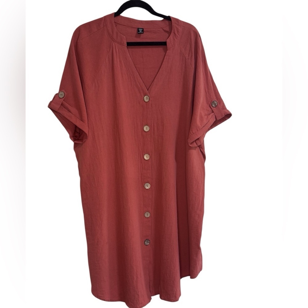 Salmon Oversized Button Down Dress
